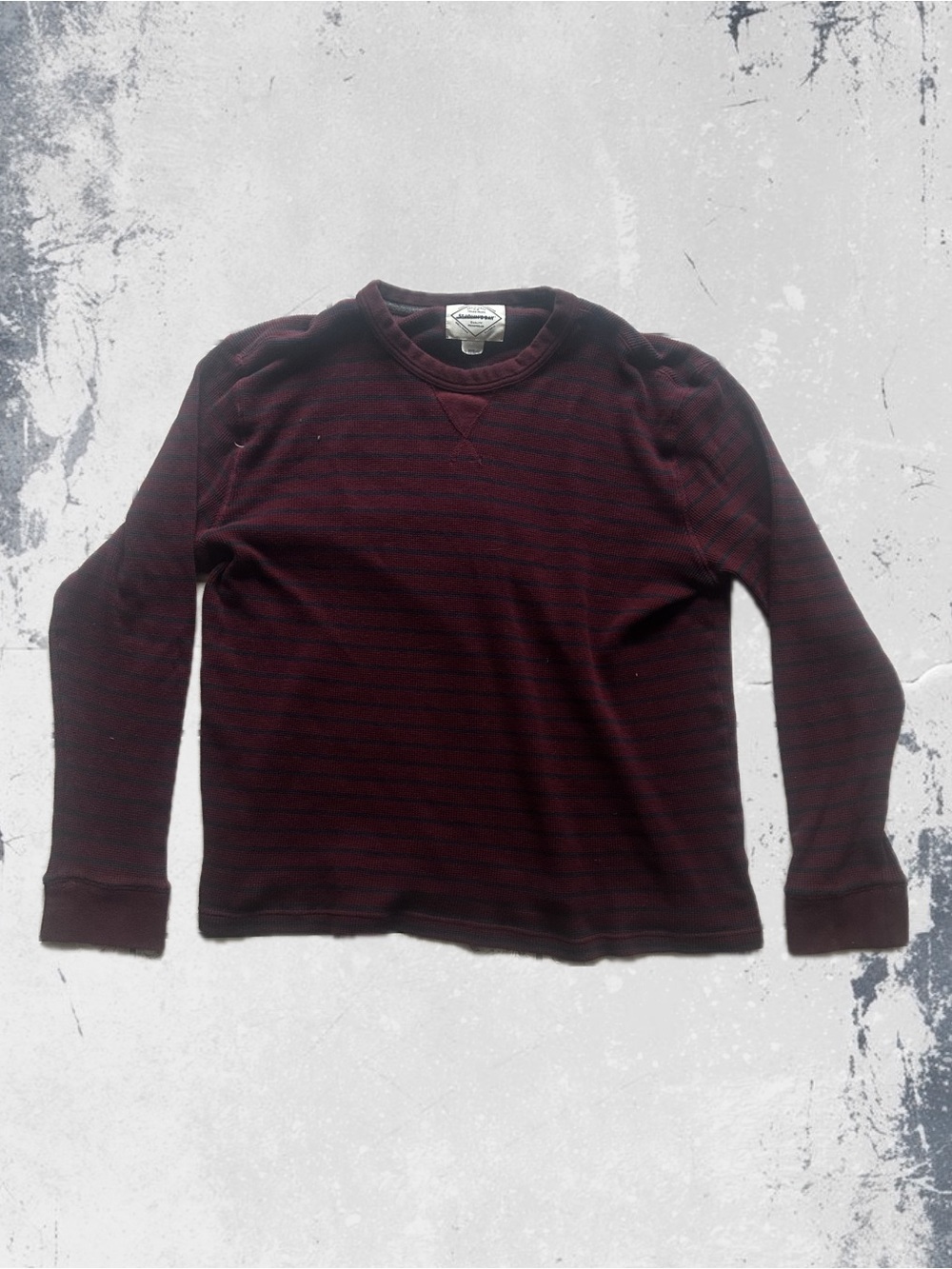 St. John's Bay Maroon Crewneck Sweater with Navy Blue Stripes